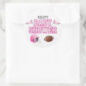 Pink Football Baby Dusche Runder Aufkleber (Tasche)