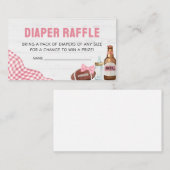Pink Football Baby Shower Diaper Raffle Begleitkarte (Vorne/Hinten)