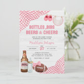 Pink Football Baby Shower Einladung (Stehend Vorderseite)