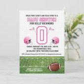Pink Football Babydusche Einladung (Stehend Vorderseite)