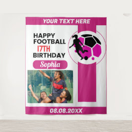 Pink Football Birthday, Football Girl Player  Wandteppich