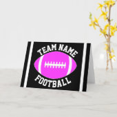Pink Football Custom Team Name / Text Sports Party Karte (Gelbe Blume)