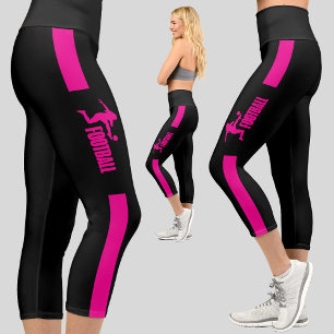 Pink Football Player Girl Birthday Football Team Capri Leggings
