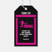 Pink Football Player Girl, Birthday Girl Team Geschenkanhänger (Rückseite)