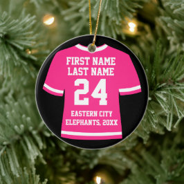 Pink Football Soccer Hockey Sports Jersey Keramik Ornament