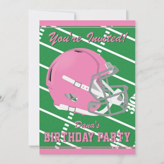 Pink Football Themed Party Einladung - Editable (Vorderseite)