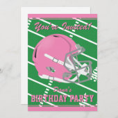 Pink Football Themed Party Einladung - Editable (Vorne/Hinten)