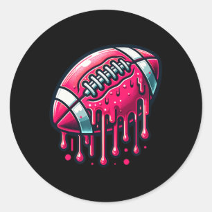 Pink Football Tropfen Runder Aufkleber