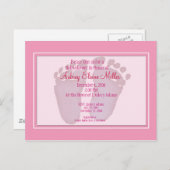 Pink Footprint Baby Dusche Einladung (Vorne/Hinten)