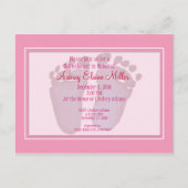 Pink Footprint Baby Dusche Einladung (Vorderseite)