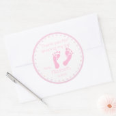 Pink Footprints Baby Dusche Runder Aufkleber (Umschlag)