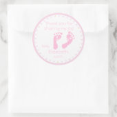 Pink Footprints Baby Dusche Runder Aufkleber (Tasche)