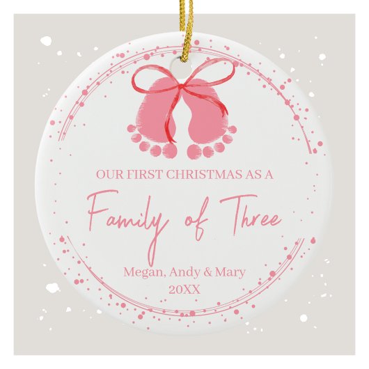 Pink Footprints Festive Winter Design Muster Keramik Ornament