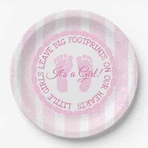 Pink Footprints Girl Baby Duschpapier Teller