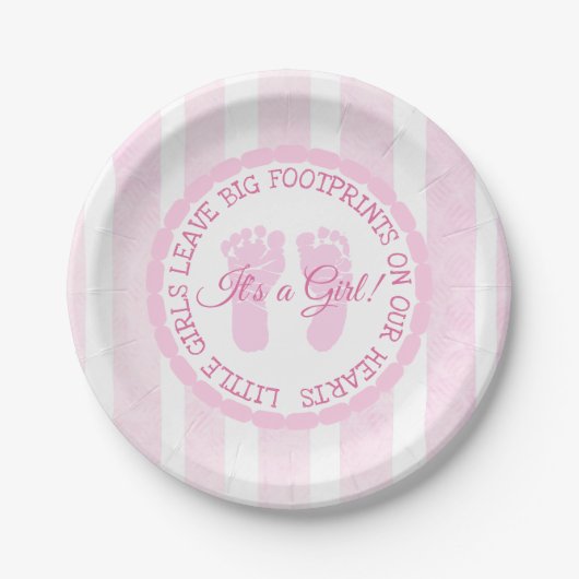 Pink Footprints Girl Baby Shooting Paper Teller (Vorderseite)