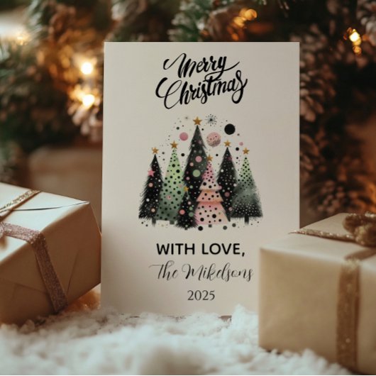 Pink Forest Christmas Feiertagskarte