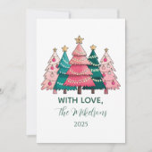 Pink Forest Christmas Feiertagskarte (Vorderseite)