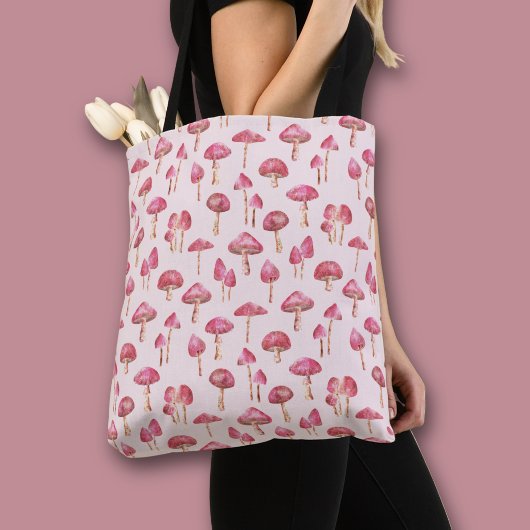 Pink Forest Mushroom-Muster Tasche
