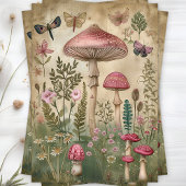 PINK FOREST MUSHROOMS DECOUPAGE TISSUPAPIER SEIDENPAPIER