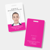 Pink Förmlicher Beruflicher Mitarbeiter der Busine Ausweis (Vorder- & Rückseite)