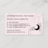 Pink Fortune Teller Touch Mondsichel mit Händen Visitenkarte (Rückseite)
