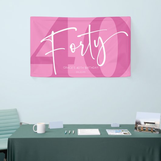 Pink Forty 40th Fortieth Birthday Party Banner (Messeveranstaltung)