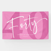 Pink Forty 40th Fortieth Birthday Party Banner (Horizontal)