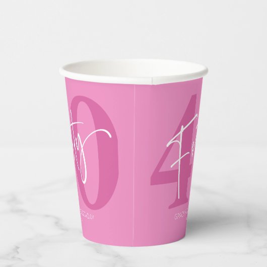 Pink Forty 40th Fortieth Birthday Party Pappbecher (Rechts)