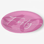 Pink Forty 40th Fortieth Birthday Party Pappteller (Schrägansicht)