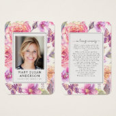 Pink-Foto-Beerdigungskarte (Vorne & Hinten)