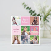 Pink Foto Collage Custom Women's Birthday Party Einladung (Stehend Vorderseite)
