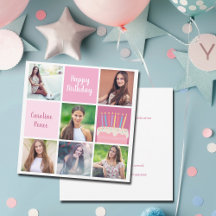Pink Foto Collage Custom Women's Birthday Party