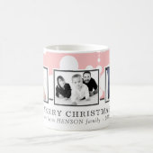 Pink Foto Collage Familie Weihnachten Kaffeetasse (Mittel)