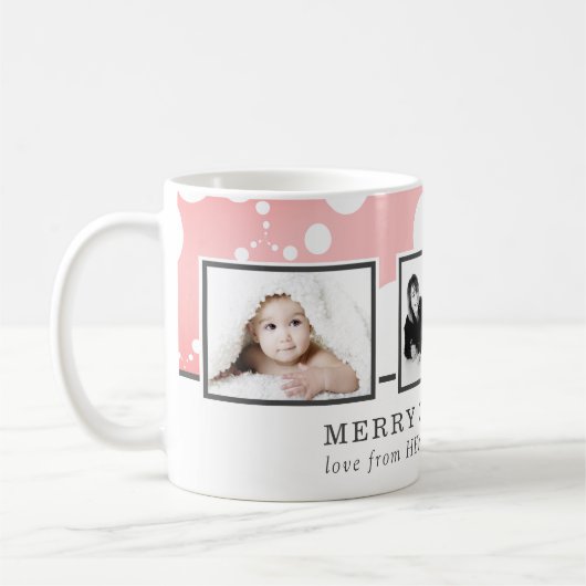 Pink Foto Collage Familie Weihnachten Kaffeetasse (Links)