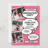 Pink Foto Collage Moderne Fun Graduation Party Einladung (Vorderseite)