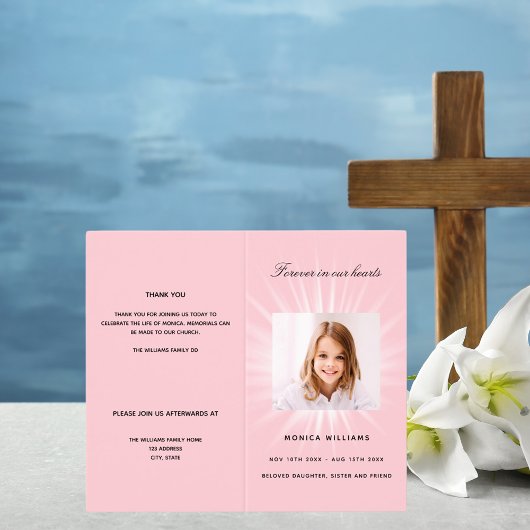 Pink Foto Girl Beerdigung Programm