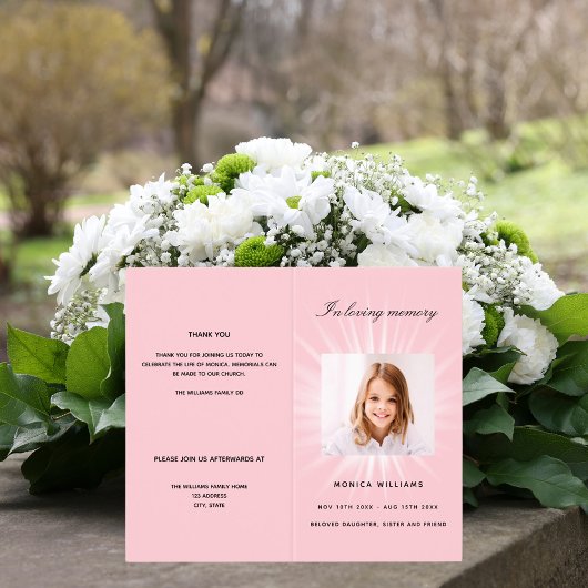 Pink Foto Girl Beerdigung Programm