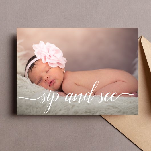 Pink Foto Girly Sip und sehen Babydusche pink Einladung