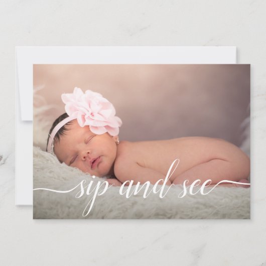 Pink Foto Girly Sip und sehen Babydusche pink Einladung (Vorderseite)