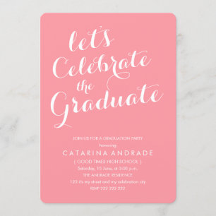 Pink Foto Graduation Party Girly Modern Script Einladung