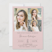 Pink Foto Graduation Party Moderne Eleganz Einladung (Rückseite)