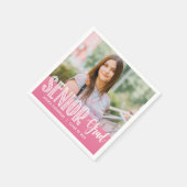 Pink Foto Graduation Party Paper Napkins Serviette (Ecke)