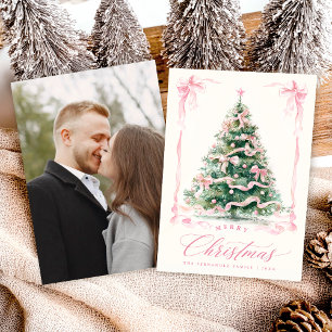 Pink Foto Happy Holidays Card Feiertagskarte