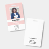 Pink | Foto Mitarbeiter-Logo oder QR CODE-Sicherhe Ausweis (Vorder- & Rückseite)
