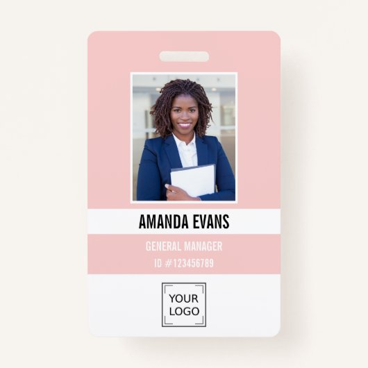 Pink | Foto Mitarbeiter-Logo oder QR CODE-Sicherhe Ausweis (Vorderseite)