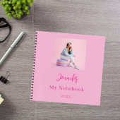 Pink-Foto-Namensskript Notizblock