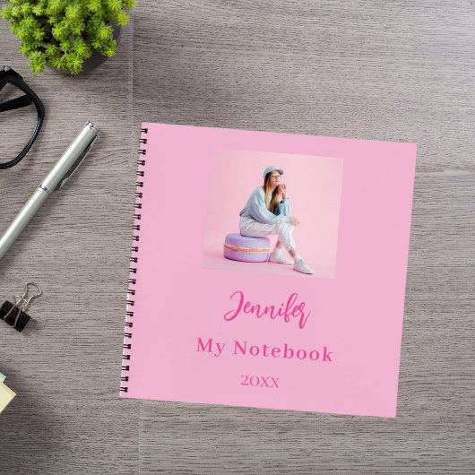 Pink-Foto-Namensskript Notizblock
