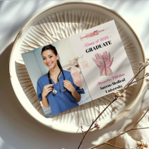 Pink Foto Watercolor Nursing School Graduate