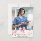 Pink Foto Watercolor Nursing School Graduate Dankeskarte (Vorderseite)