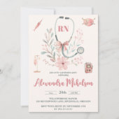 Pink Foto Watercolor Nursing School Graduate Einladung (Vorderseite)